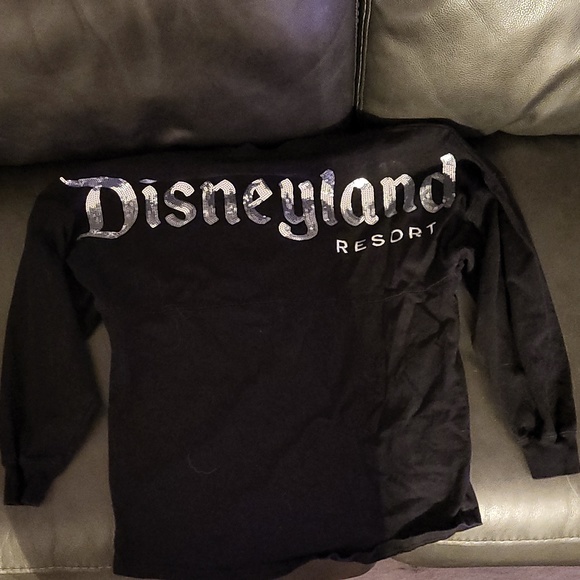 Disneyland Unisex XS Silver Sequin Black Disney Spirit Jersey Long Sleeve Cotton - Picture 3 of 5